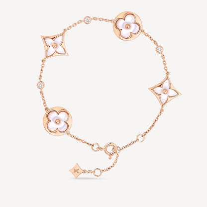 [⭐Seralia]STAR AND SUN 4 MOTIF WHITE MOP PINK GOLD BRACELET