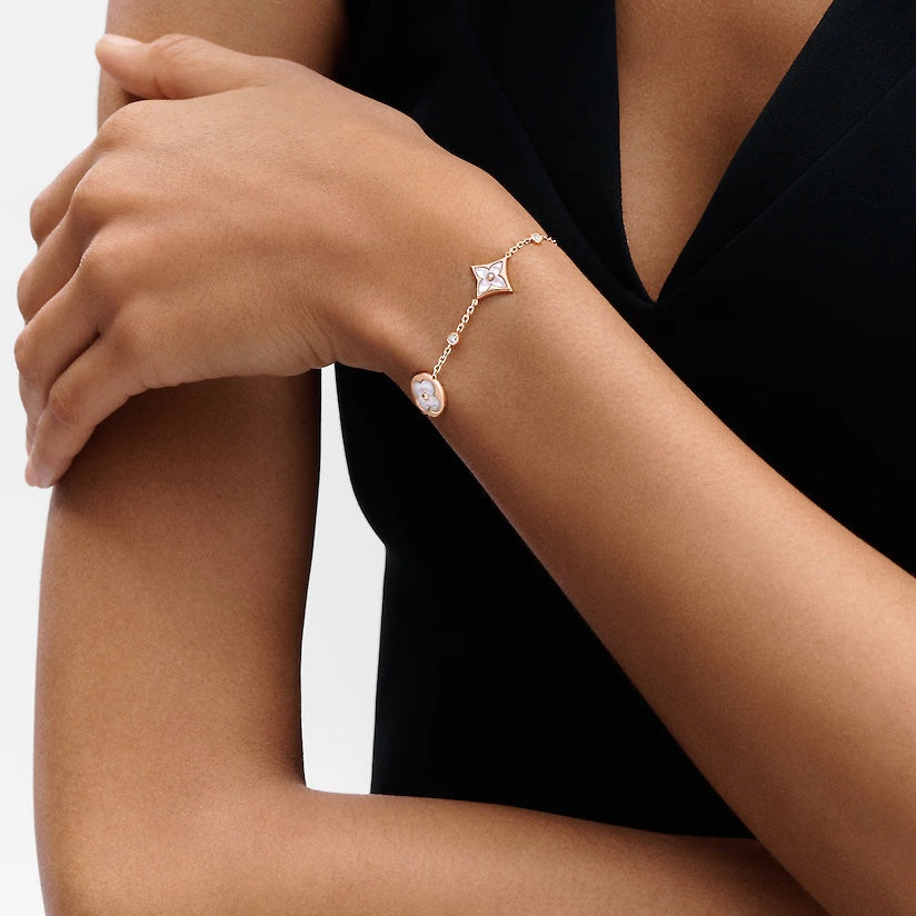 [⭐Seralia]STAR AND SUN 4 MOTIF WHITE MOP PINK GOLD BRACELET