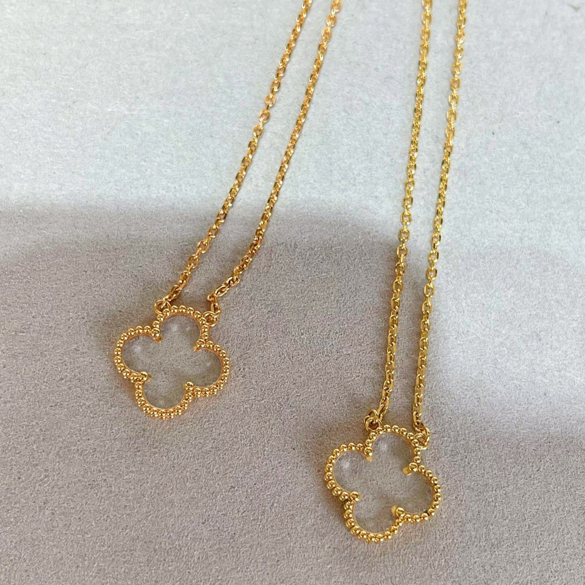 [⭐Seralia]CLOVER ROCK CRYSTAL ROSE GOLD NECKLACE