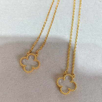 [⭐Seralia]CLOVER ROCK CRYSTAL ROSE GOLD NECKLACE