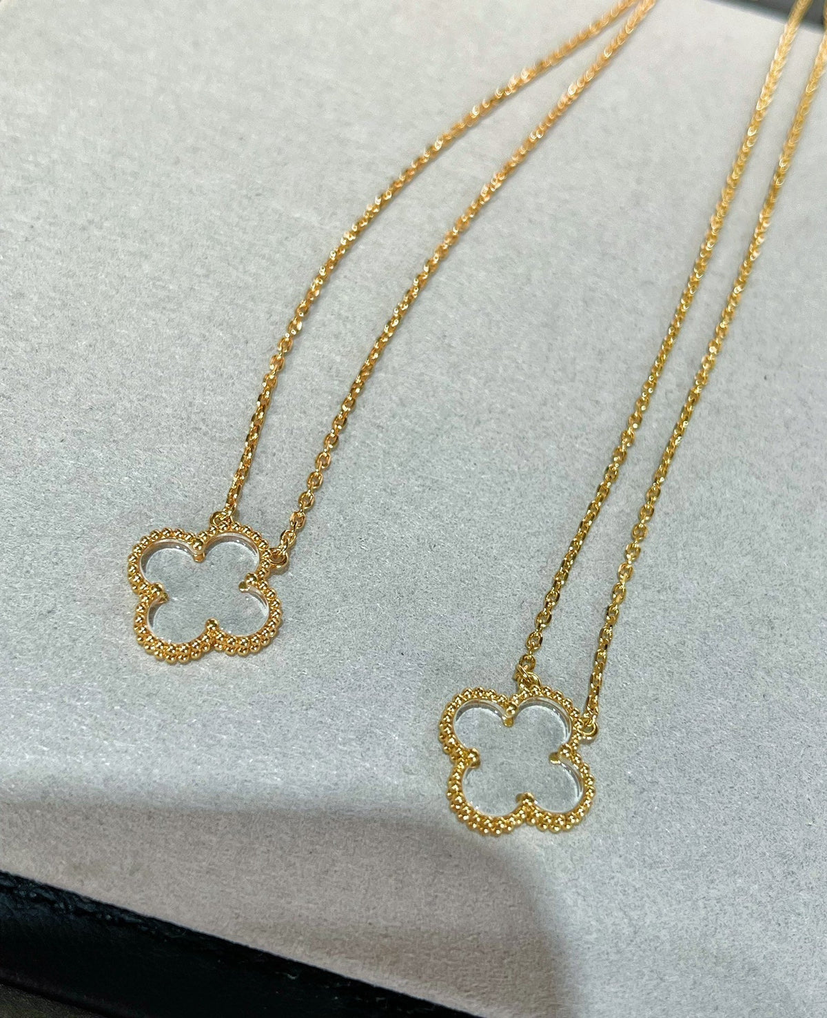 [⭐Seralia]CLOVER ROCK CRYSTAL ROSE GOLD NECKLACE