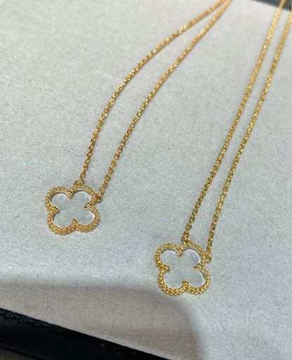 [⭐Seralia]CLOVER ROCK CRYSTAL ROSE GOLD NECKLACE