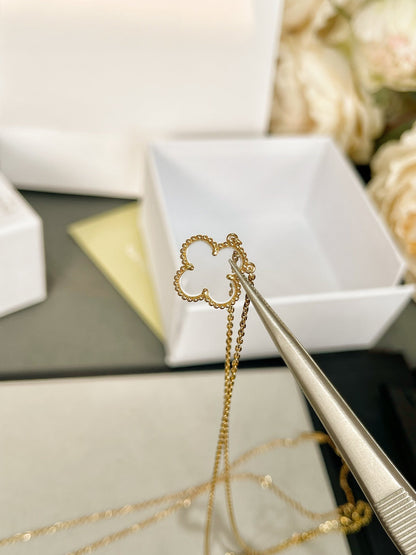[⭐Seralia]CLOVER ROCK CRYSTAL ROSE GOLD NECKLACE
