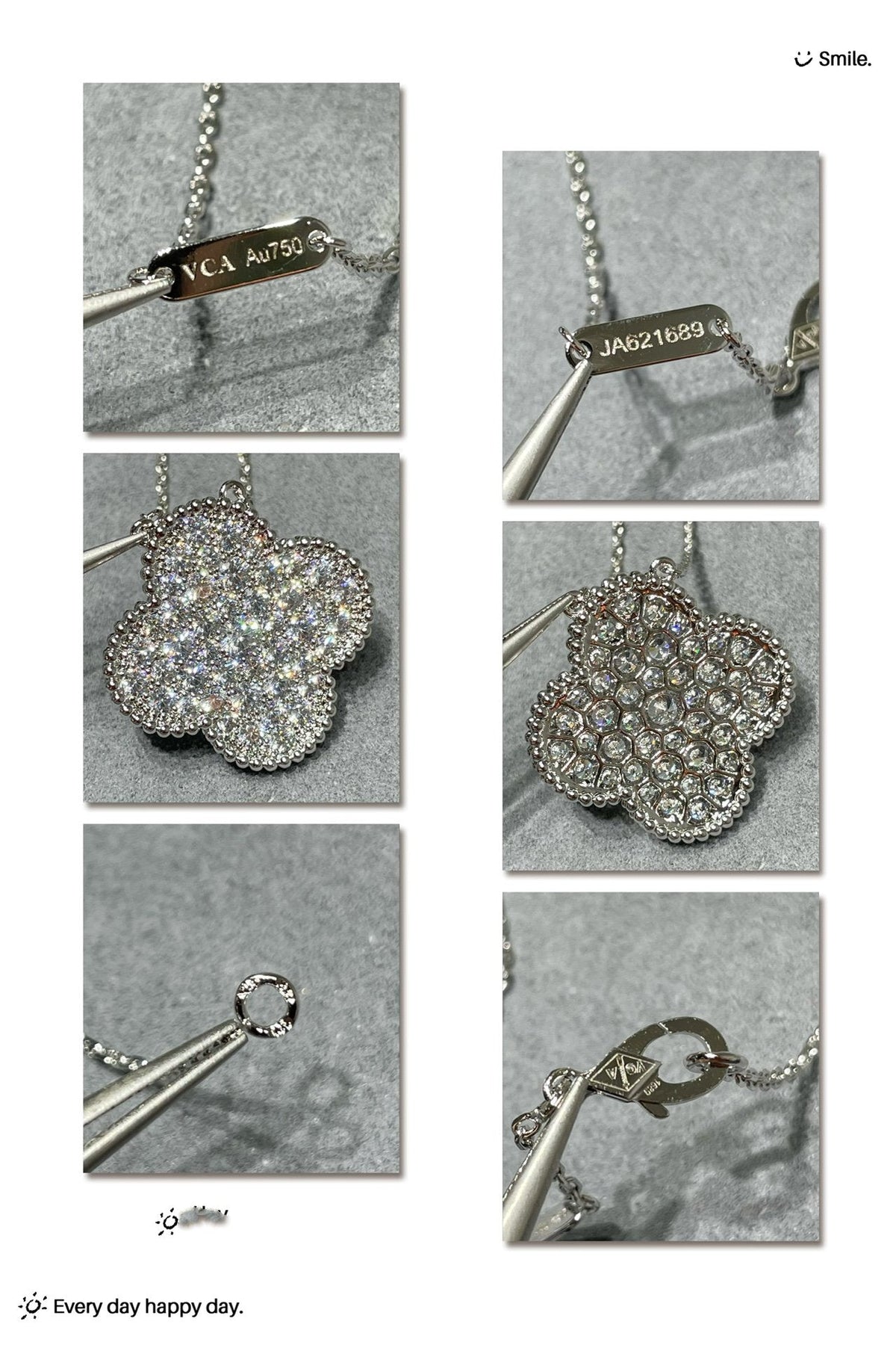 [⭐Seralia]CLOVER 25MM LARGE PENDANT DIAMOND PAVED SILVER NECKLACE