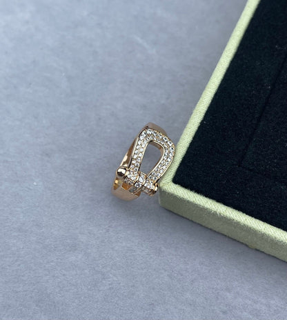 [⭐Seralia]Wide Hoof-Shaped Diamond-Studded Ring