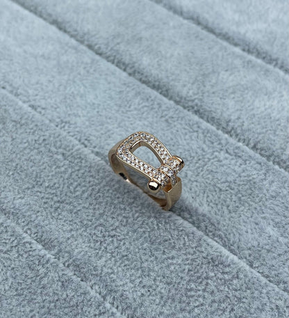 [⭐Seralia]Wide Hoof-Shaped Diamond-Studded Ring