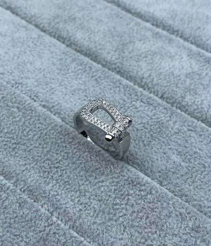 [⭐Seralia]Wide Hoof-Shaped Diamond-Studded Ring