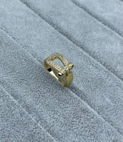 [⭐Seralia]Wide Hoof-Shaped Diamond-Studded Ring
