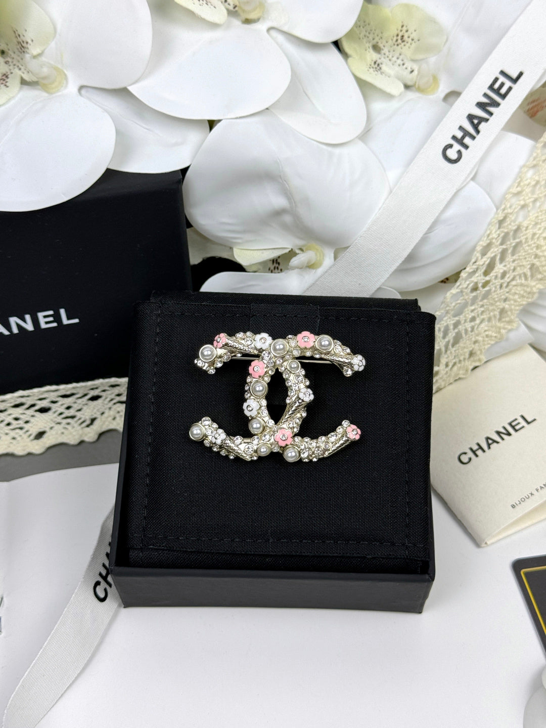 [⭐Seralia]26C Pink-White Enamel Ice Cream Cone Double C Brooch