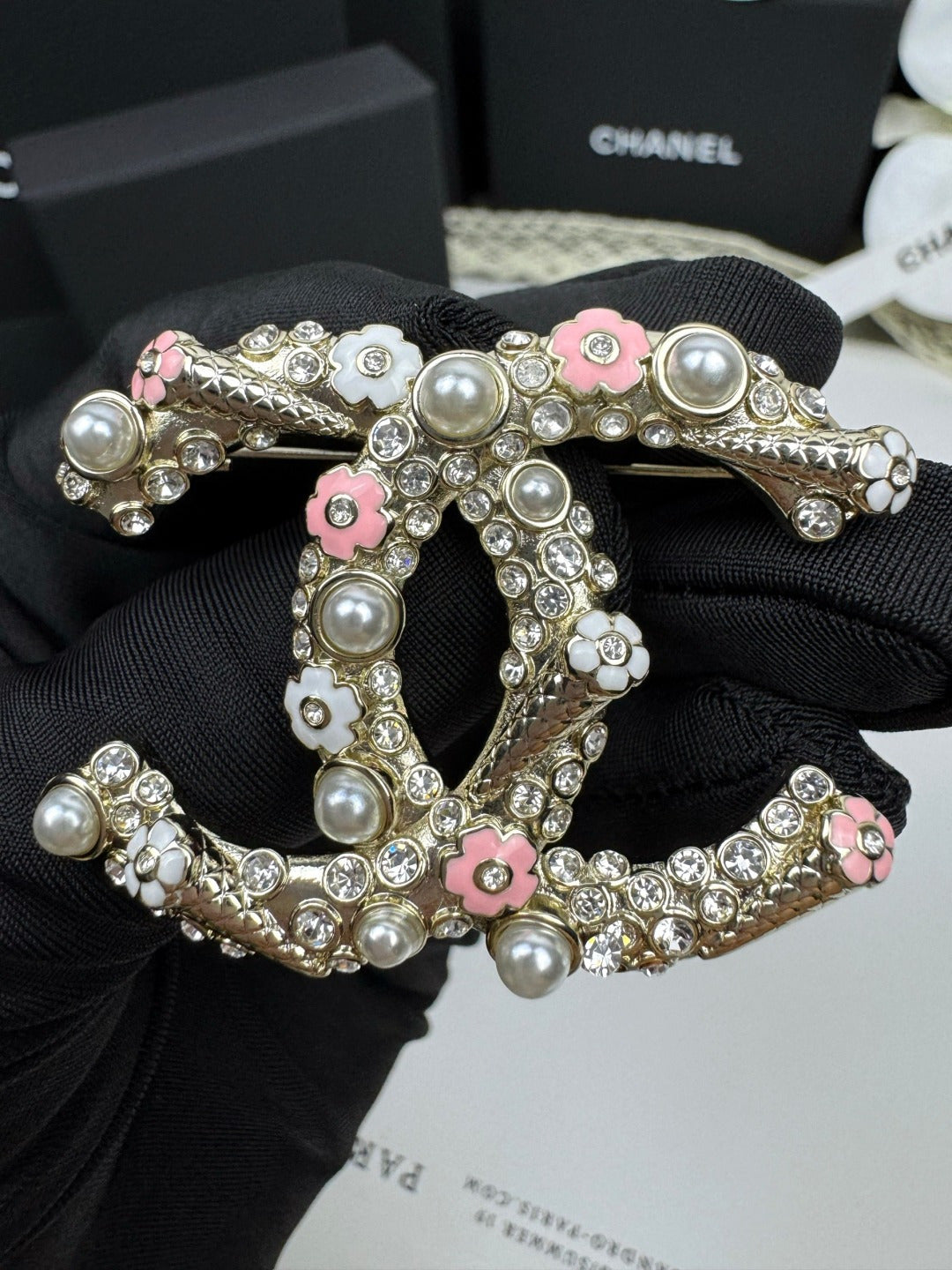 [⭐Seralia]26C Pink-White Enamel Ice Cream Cone Double C Brooch