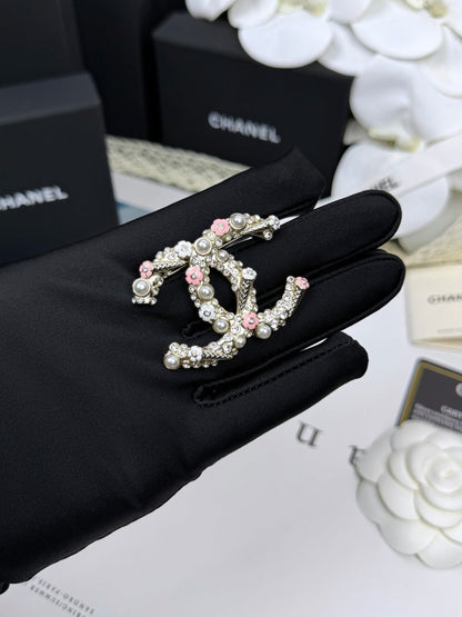 [⭐Seralia]26C Pink-White Enamel Ice Cream Cone Double C Brooch