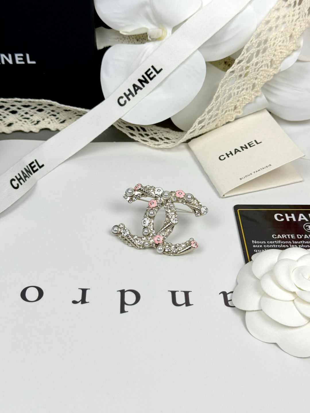 [⭐Seralia]26C Pink-White Enamel Ice Cream Cone Double C Brooch