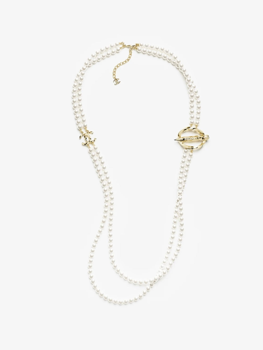 [⭐Seralia]25K Pencil Double C Double-Layer Pearl Sweater Chain