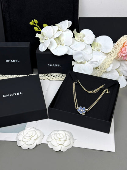 [⭐Seralia]New Blue Floral Double-Layer Necklace