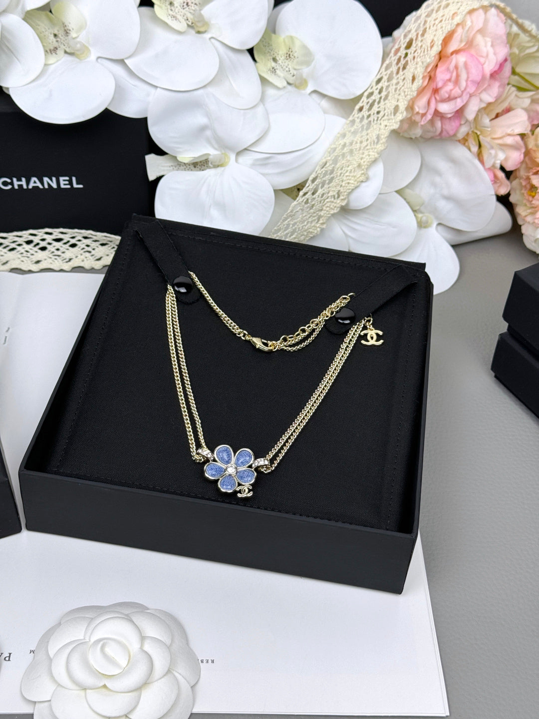 [⭐Seralia]New Blue Floral Double-Layer Necklace