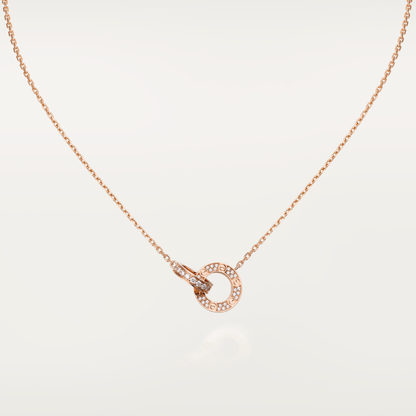 [⭐Seralia]LOVE 7.6MM NECKLACE ROSE GOLD AND SILVER  FULL DIAMOND