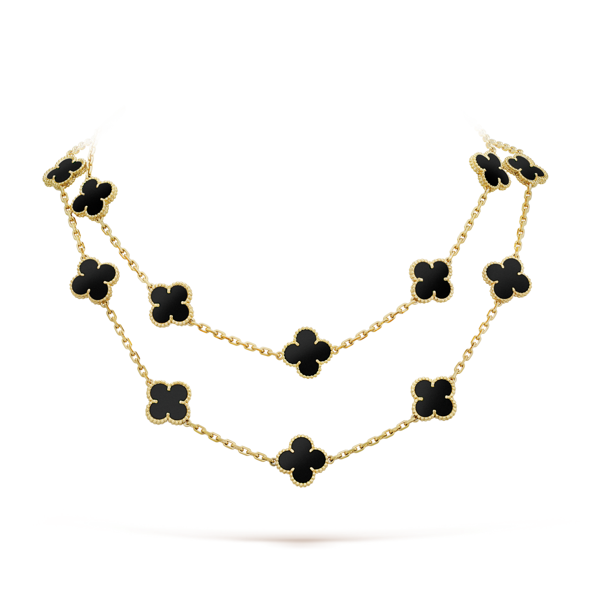 [⭐Seralia]CLOVER 20 MOTIFS ONYX NECKLACE