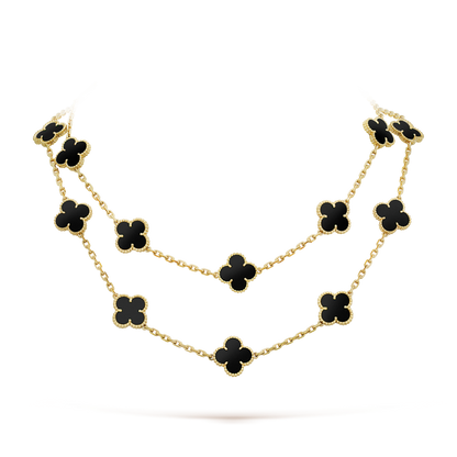 [⭐Seralia]CLOVER 20 MOTIFS ONYX NECKLACE