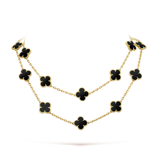 [⭐Seralia]CLOVER 20 MOTIFS ONYX NECKLACE