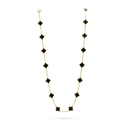 [⭐Seralia]CLOVER 20 MOTIFS ONYX NECKLACE