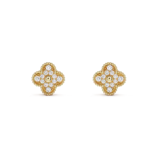 [⭐Seralia]CLOVER MEDIUM 1 MOTIFS FUll DIAMOND EARRINGS