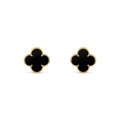 [⭐Seralia]CLOVER MEDIUM 1 MOTIFS  ONYX STUD EARRINGS