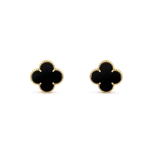 [⭐Seralia]CLOVER MEDIUM 1 MOTIFS  ONYX STUD EARRINGS