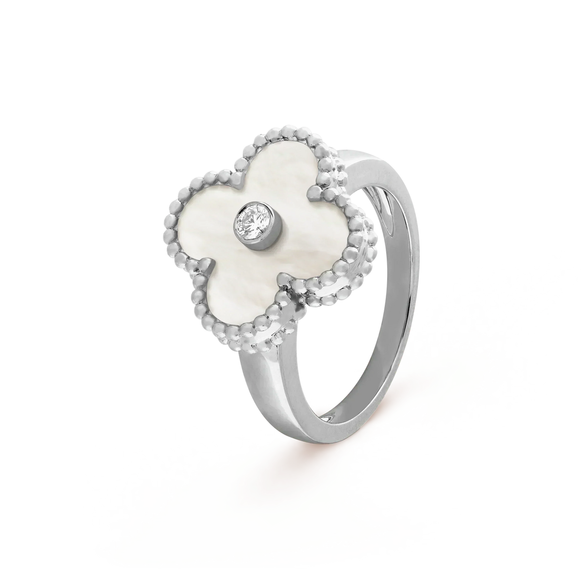 [⭐Seralia]CLOVER SILVER MOP DIAMOND RING