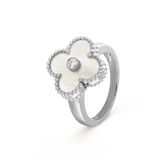 [⭐Seralia]CLOVER SILVER MOP DIAMOND RING