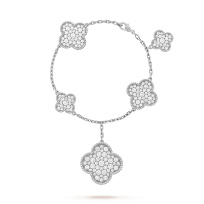 [⭐Seralia]CLOVER 6 MOTIFS SILVER DIAMOND BRACELET