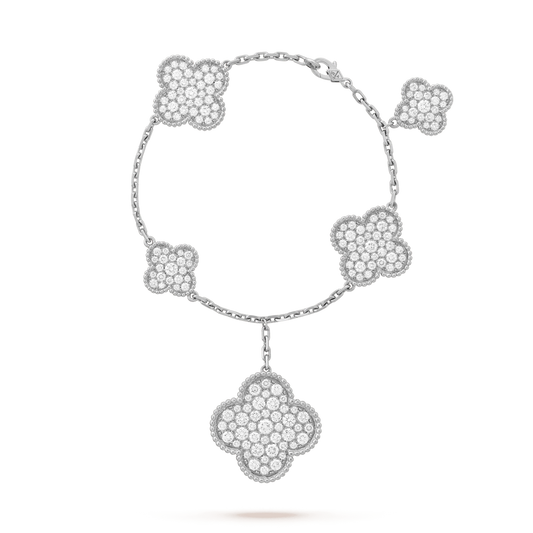 [⭐Seralia]CLOVER 6 MOTIFS SILVER DIAMOND BRACELET