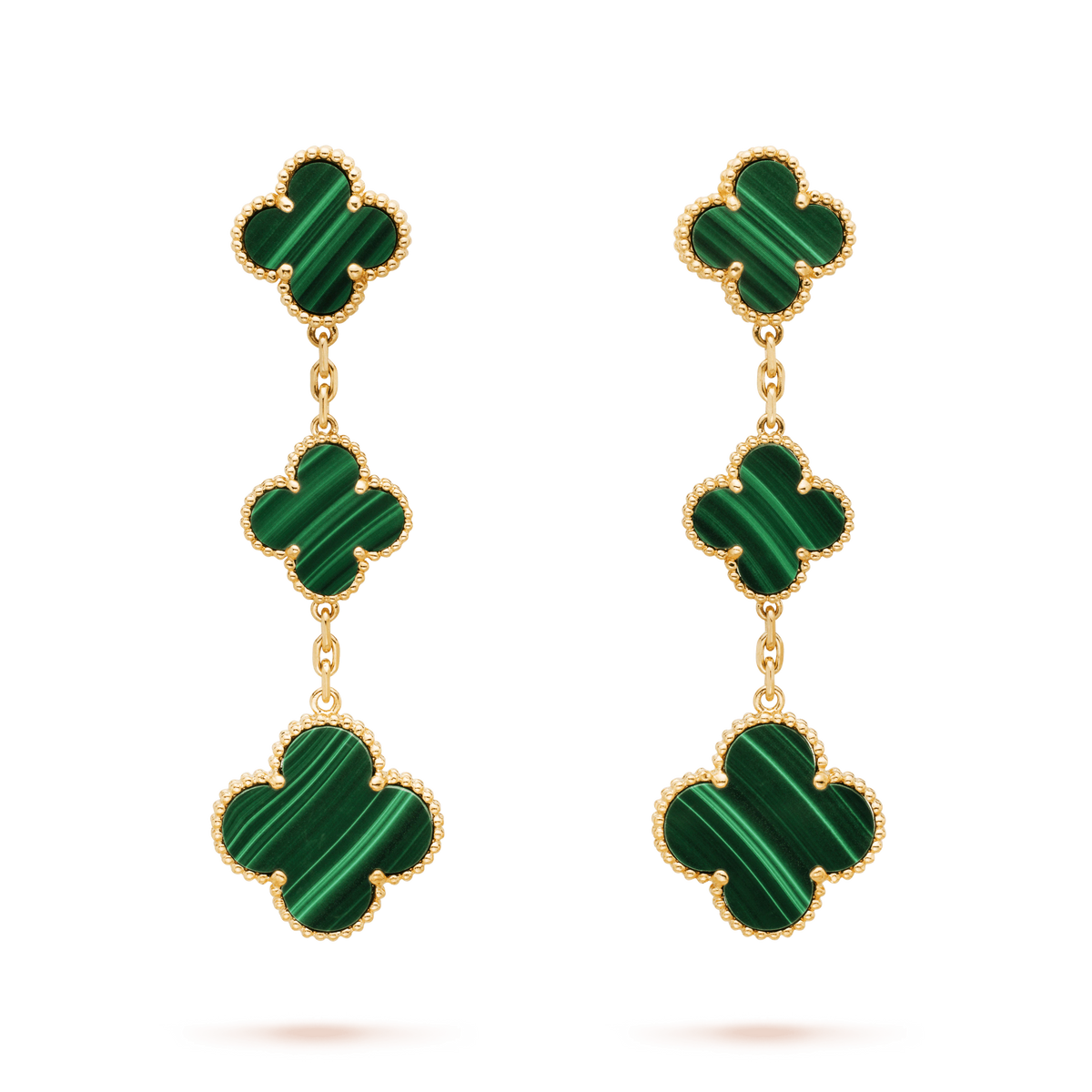 [⭐Seralia]CLOVER MALACHITE 3 MOTIFS GOLD