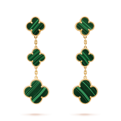 [⭐Seralia]CLOVER MALACHITE 3 MOTIFS GOLD