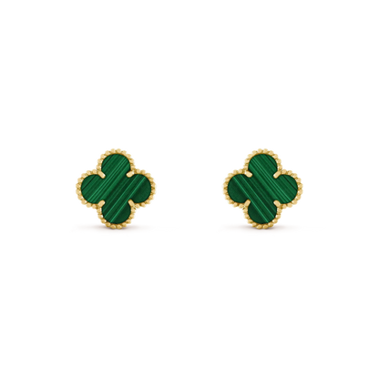 [⭐Seralia]CLOVER MEDIUM 1 MOTIFS MALACHITE  EARRINGS