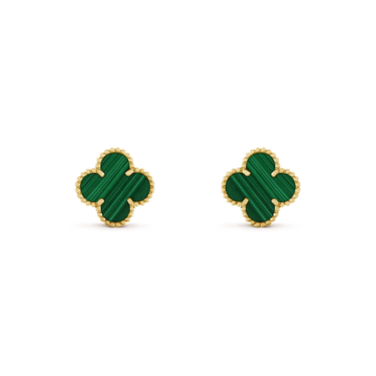 [⭐Seralia]CLOVER MEDIUM 1 MOTIFS MALACHITE  EARRINGS