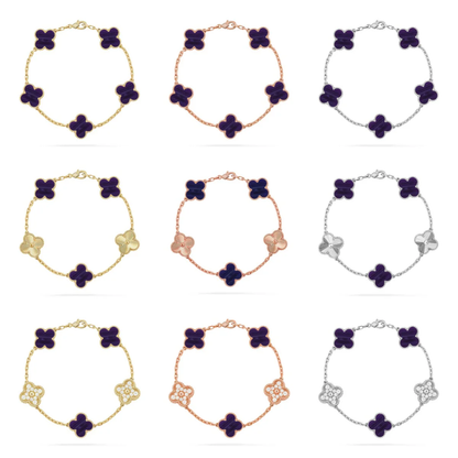 [⭐Seralia]CLOVER 5 MOTIF PURPLE STRIPES BRACELET COLLECTION