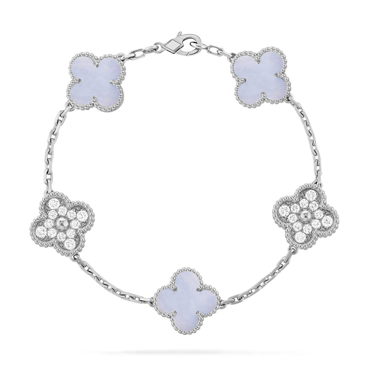[⭐Seralia] CLOVER 5 MOTIF PURPLE CHALCEDONY BRACELET COLLECTION