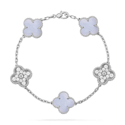 [⭐Seralia] CLOVER 5 MOTIF PURPLE CHALCEDONY BRACELET COLLECTION