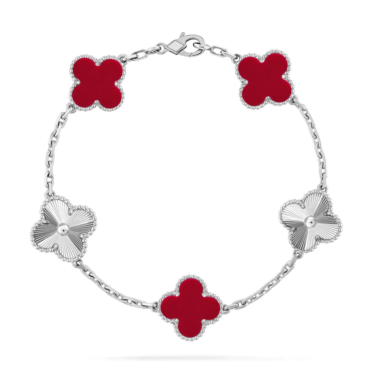 [⭐Seralia] CLOVER 5 MOTIF RED CORNELIAN BRACELET COLLECTION