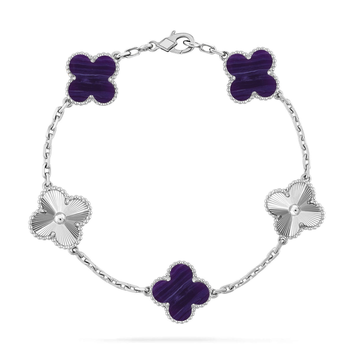 [⭐Seralia]CLOVER 5 MOTIF PURPLE STRIPES BRACELET COLLECTION