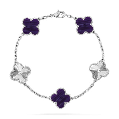 [⭐Seralia]CLOVER 5 MOTIF PURPLE STRIPES BRACELET COLLECTION