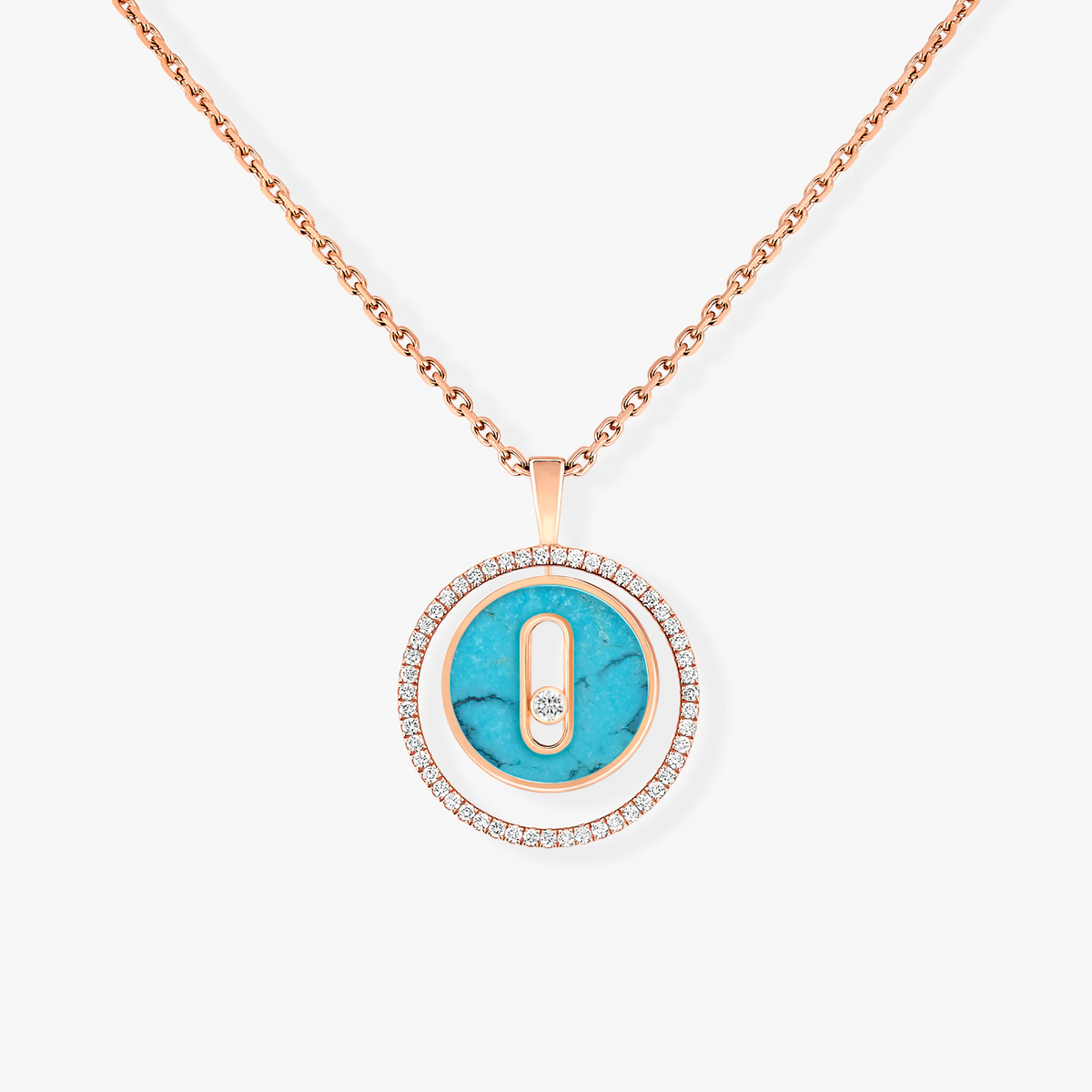 [⭐Seralia]Demo MOVE 1 DIAMOND TURQUOISE PINK GOLD DIAMOND NECKLACE