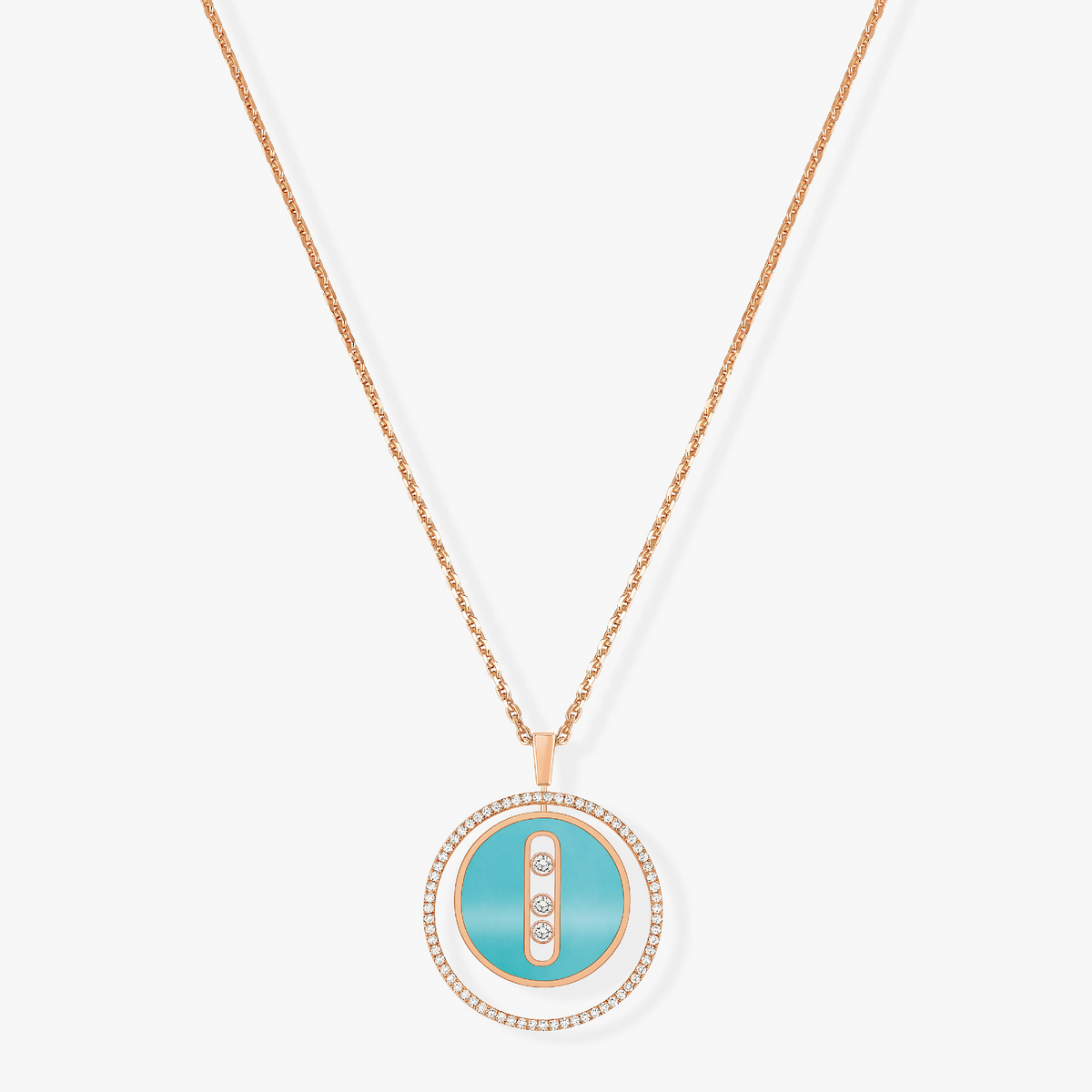[⭐Seralia]Demo MOVE 3 DIAMONDS TURQUOISE PINK GOLD DIAMOND NECKLACE