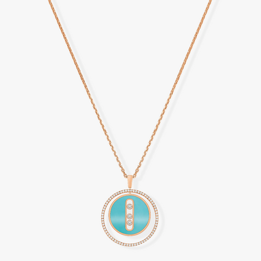 [⭐Seralia]Demo MOVE 3 DIAMONDS TURQUOISE PINK GOLD DIAMOND NECKLACE