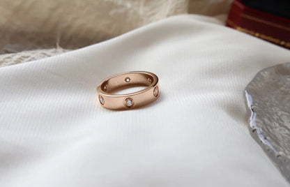 [⭐Seralia]LOVE RING 5.5MM 6 DIAMONDS PINK GOLD