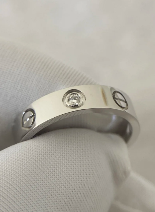 [⭐Seralia]LOVE RING 4MM 1 DIAMOND SILVER