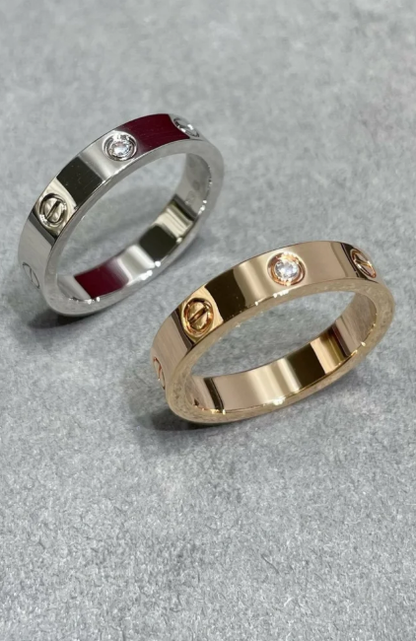 [⭐Seralia]LOVE RING 4MM 1 DIAMOND SILVER