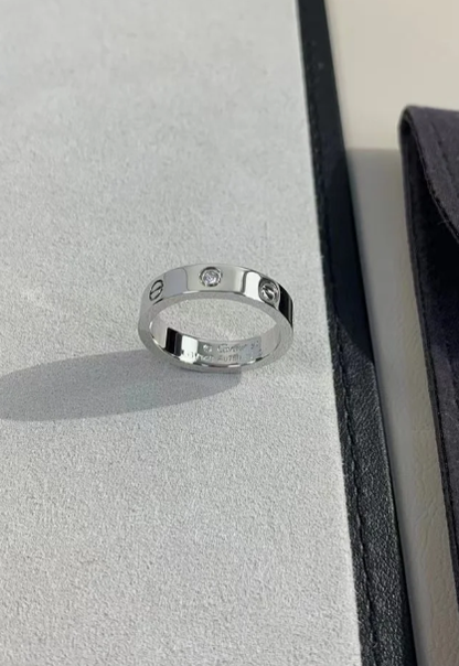 [⭐Seralia]LOVE RING 4MM 1 DIAMOND SILVER