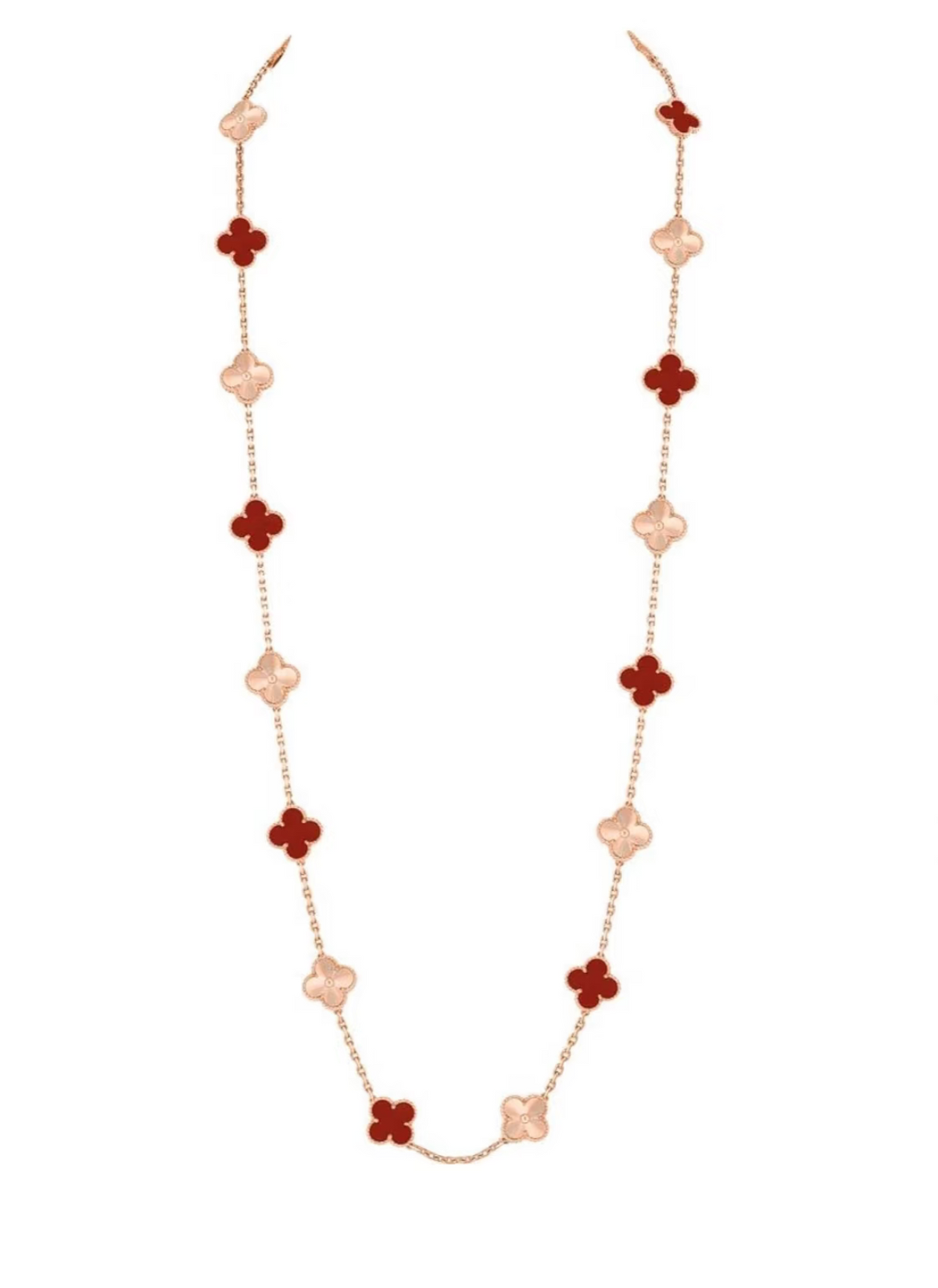 [⭐Seralia]CLOVER 20 MOTIFS LASER CARNELIAN NECKLACE