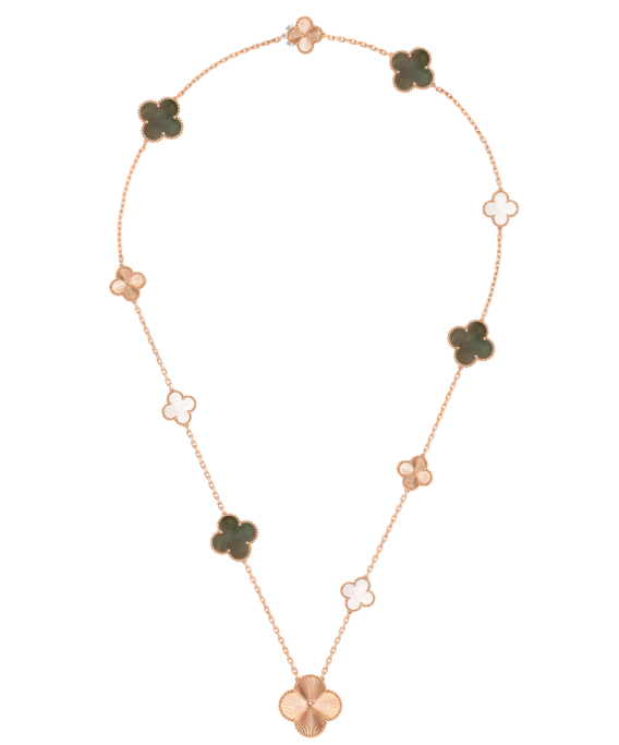 [⭐Seralia]DETACHABLE CLOVER 15(11+4) FLOWER SILVER NECKLACE SET